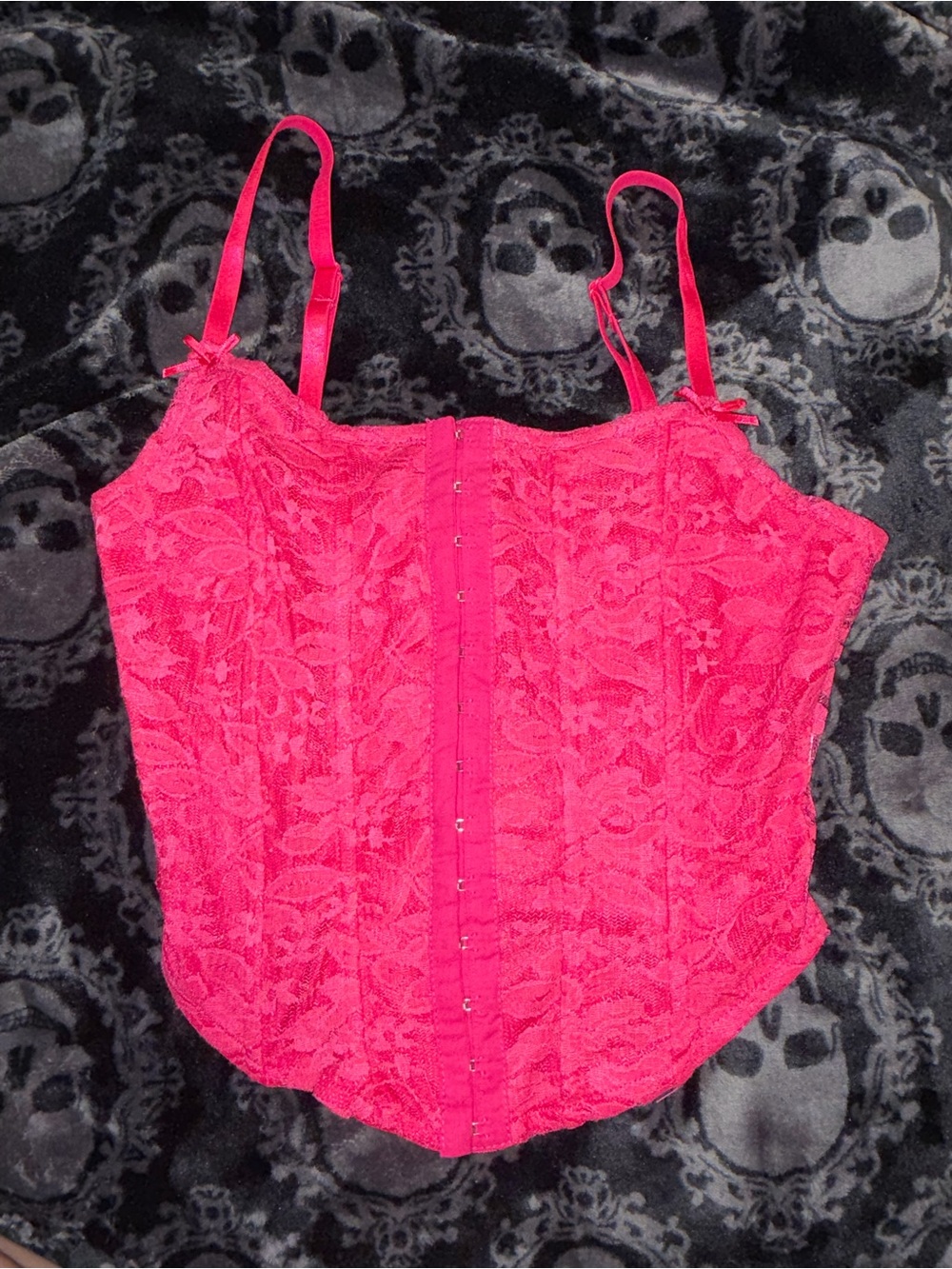 Charlotte Russe Hot Pink Lace Bustier Corset Top